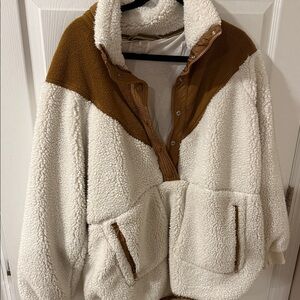 FP Movement by Free People Brown and Cream Teddy Jacket